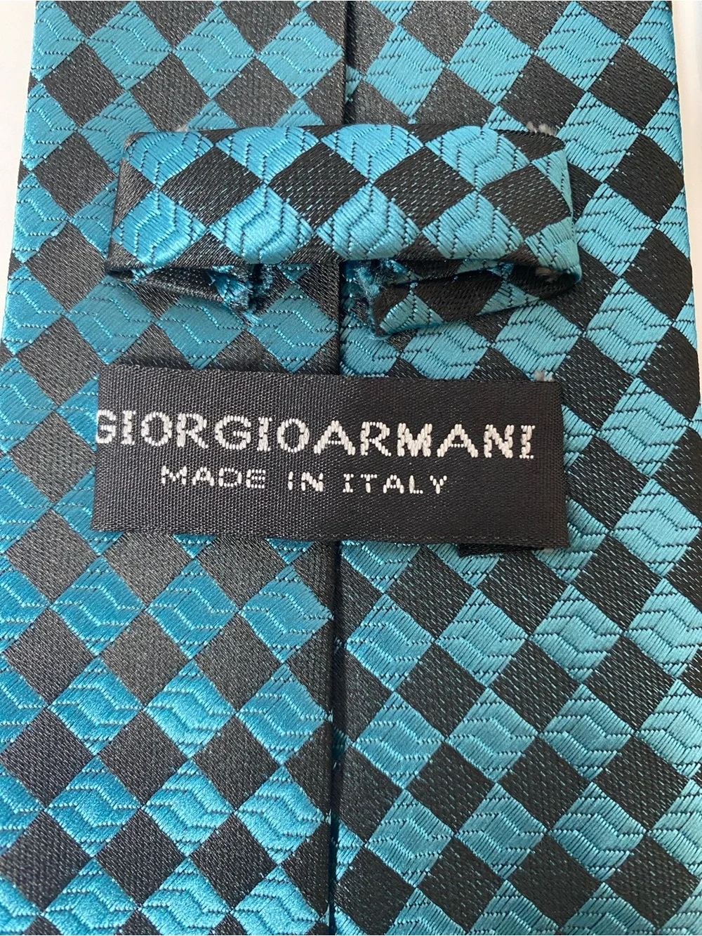 Giorgio Armani Handmade Silk‎ Tie Geometric Italy Blue Men's Tie